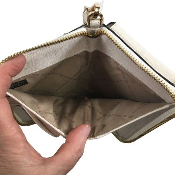 Michael Kors Phone Case Wristlet Wallet Jet Set Travel Leather Zip Optic White - Picture 9 of 16